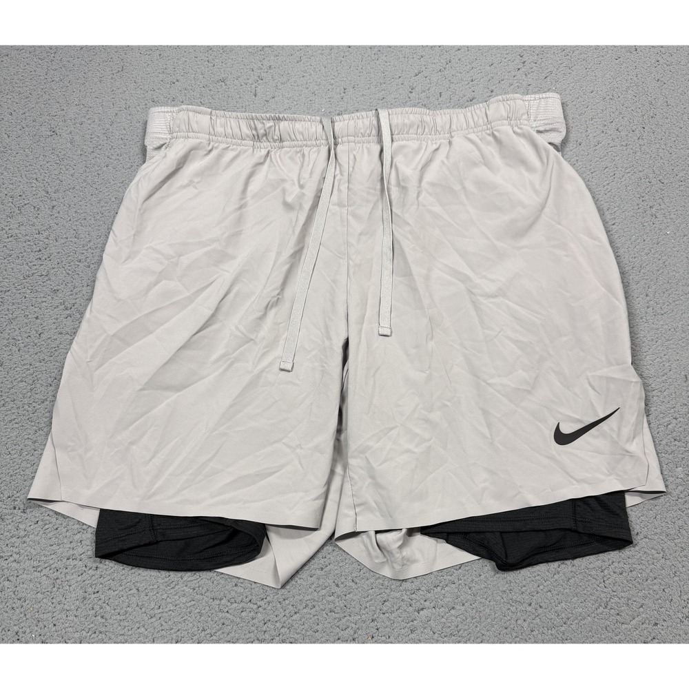 Nike Dri-FIT Shorts Mens XL Gray Lined Running 7 Inseam Athletic 887522-027